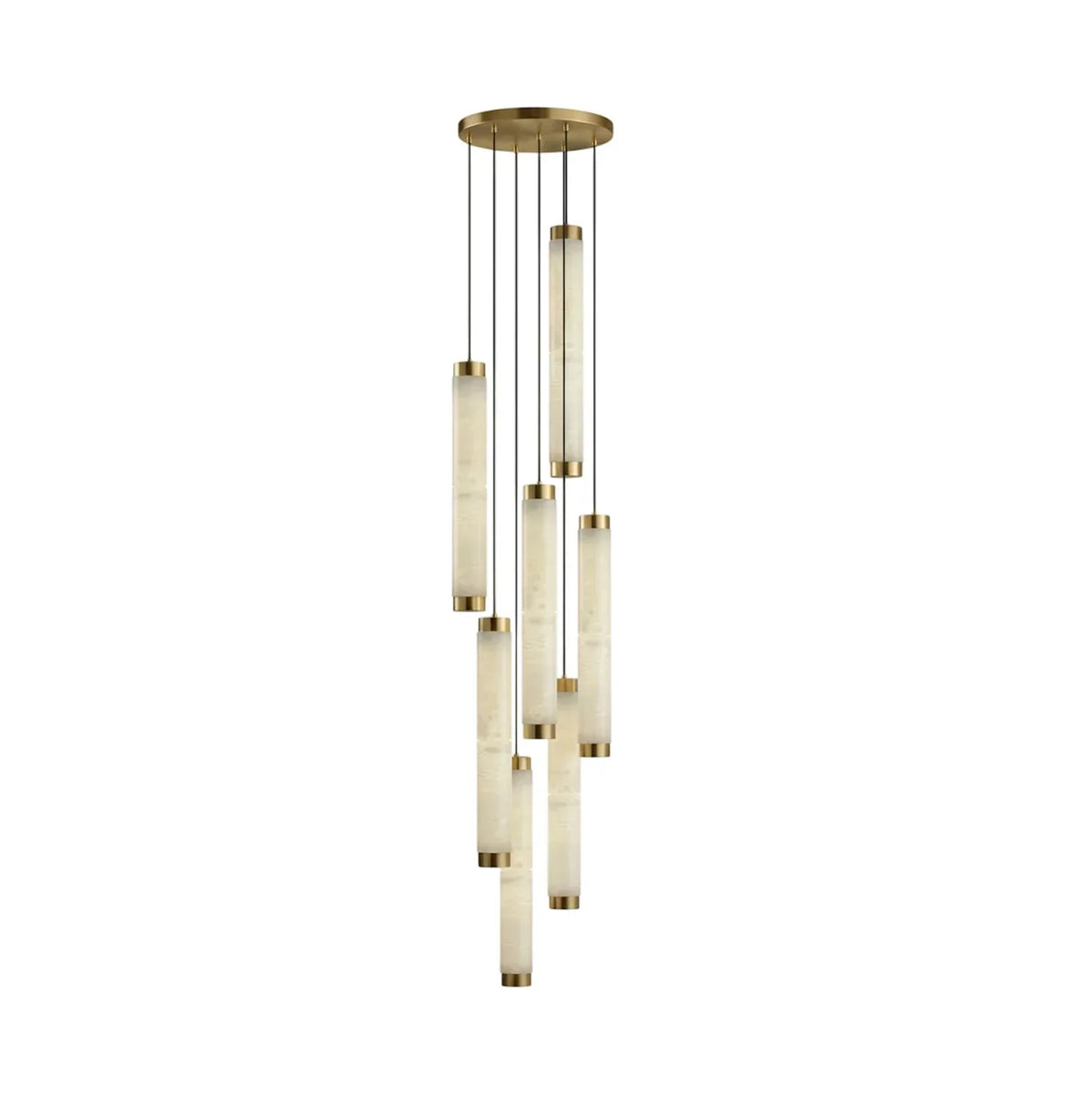 Lira cilindrische hanglamp van albast met goudkleurige afwerking