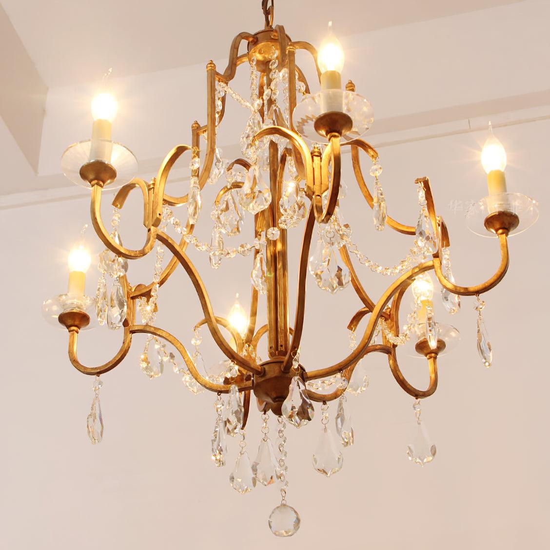Mirok Kroonluchter IJzer Kristal Candelabra Vintage