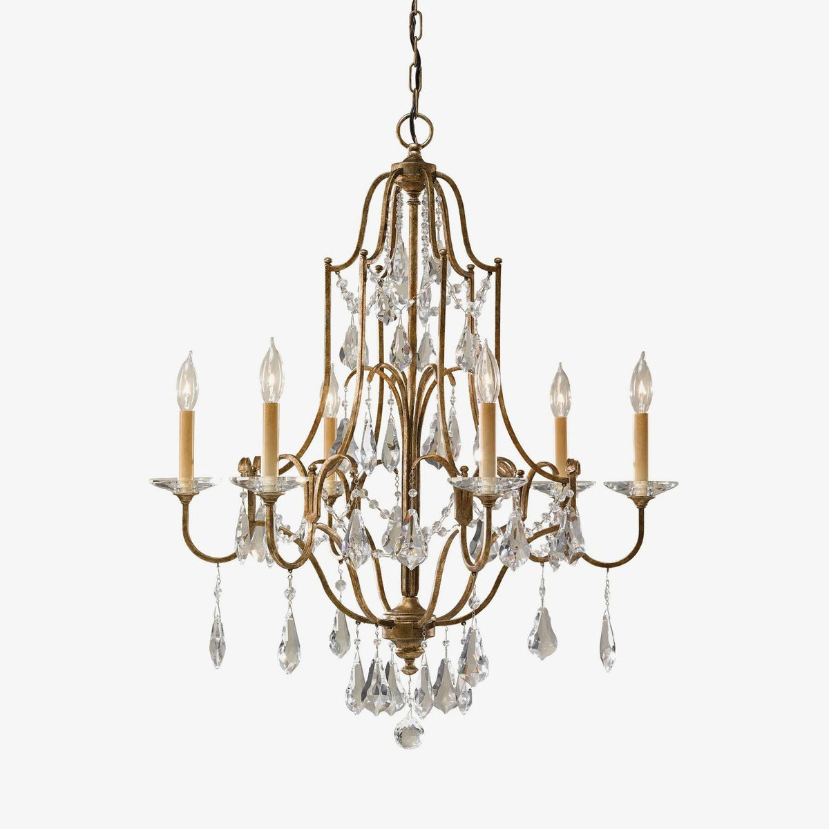Mirok Kroonluchter IJzer Kristal Candelabra Vintage