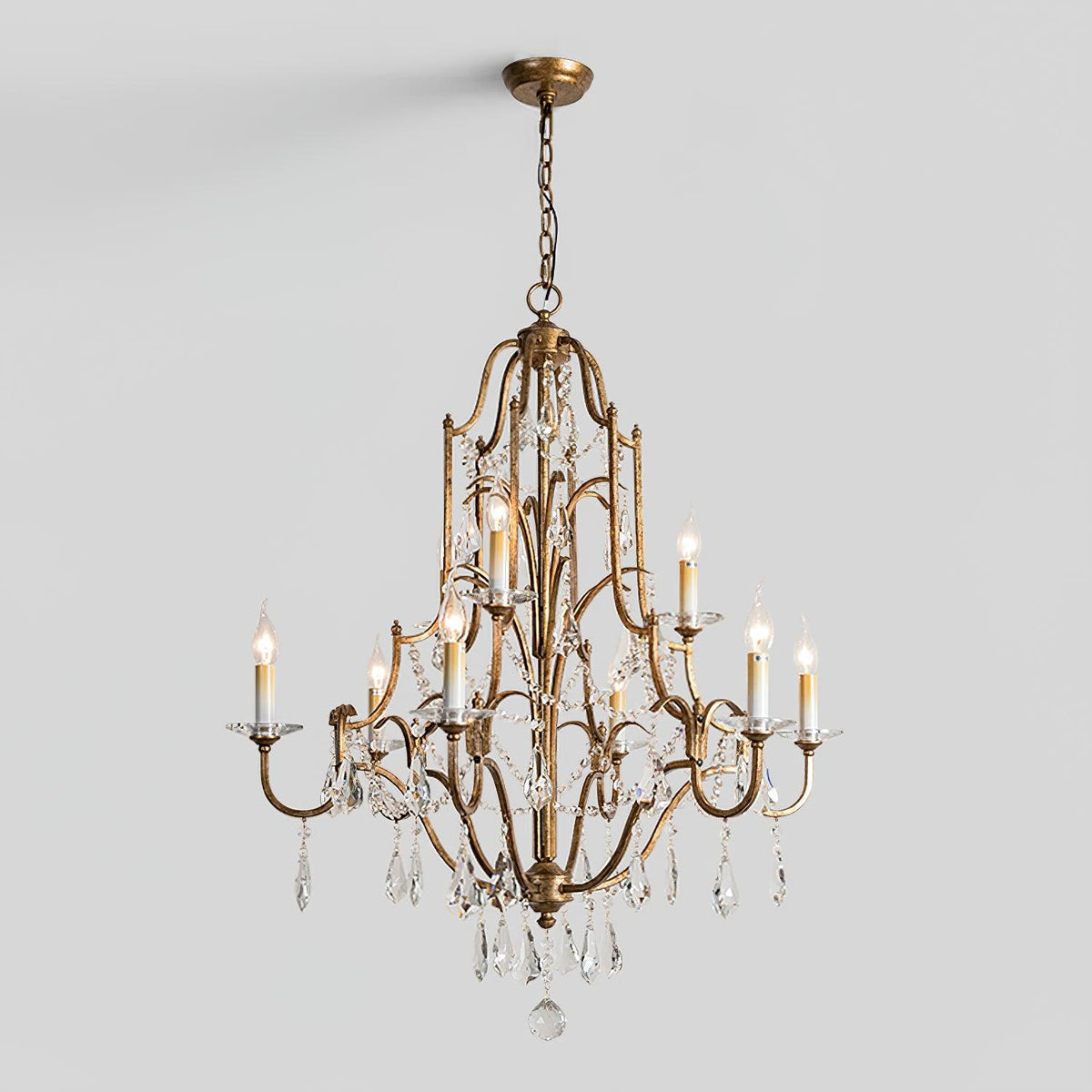 Mirok Kroonluchter IJzer Kristal Candelabra Vintage