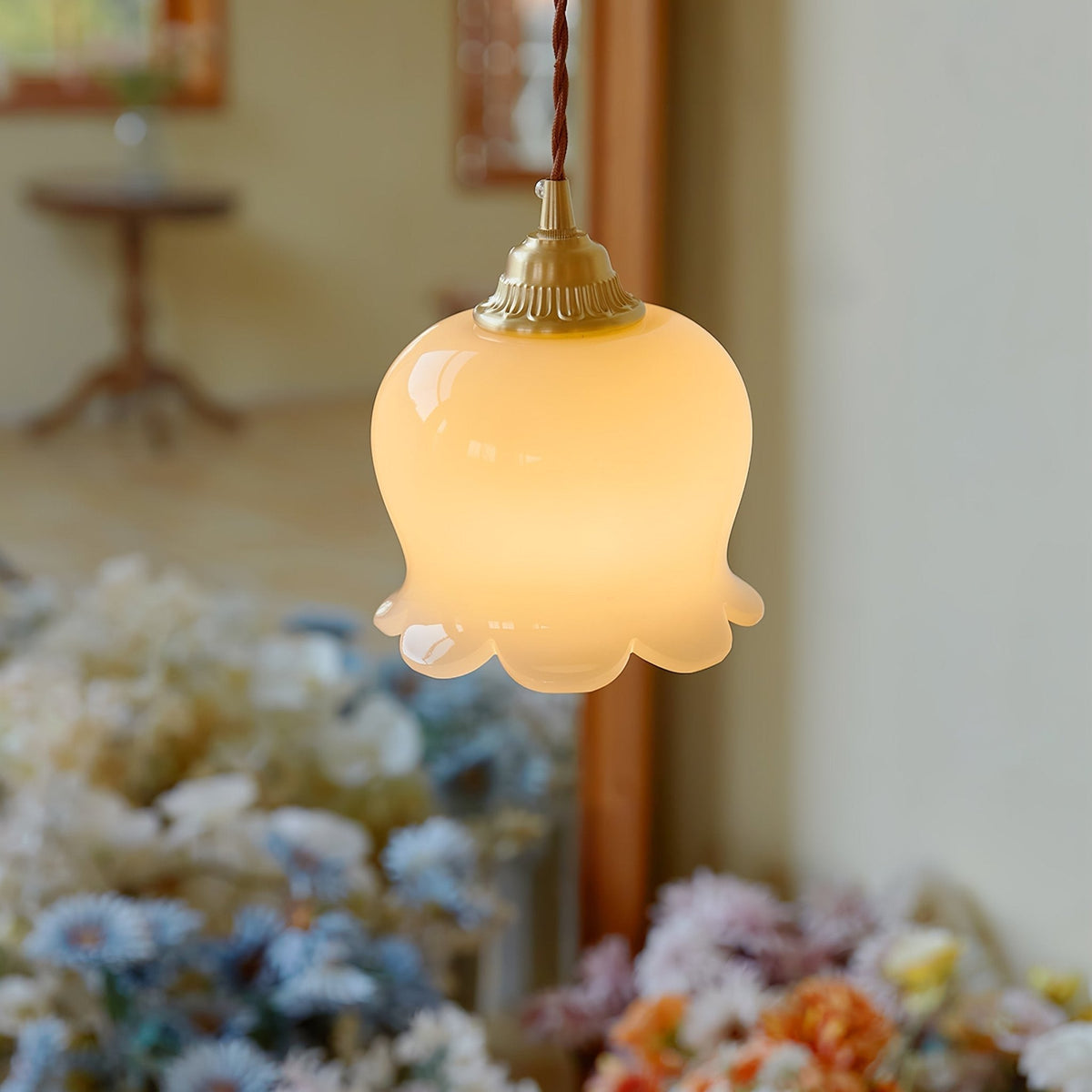 Veloza messing en hars glamoureus hanglamp