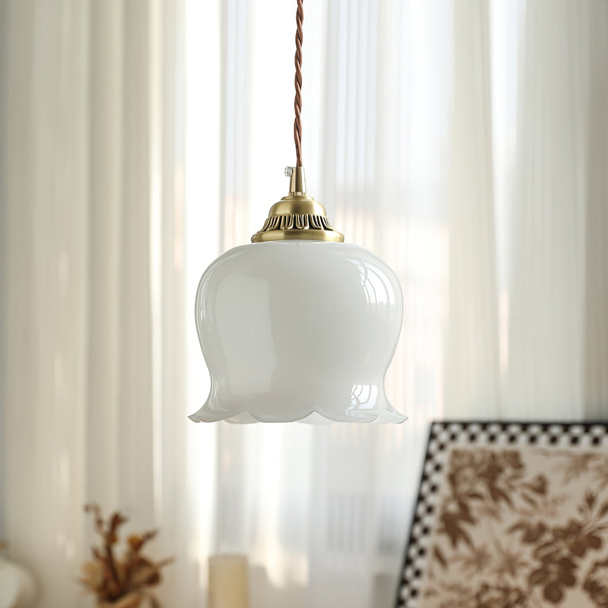 Veloza messing en hars glamoureus hanglamp