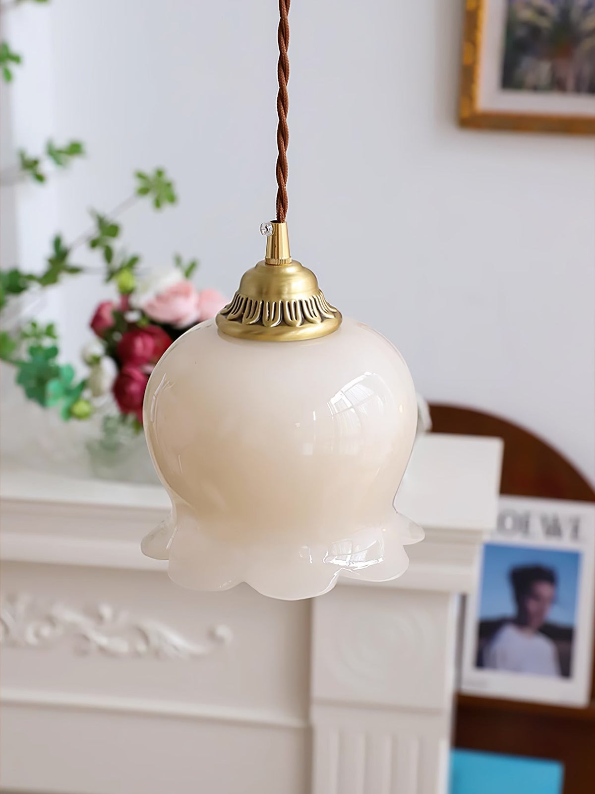 Veloza messing en hars glamoureus hanglamp