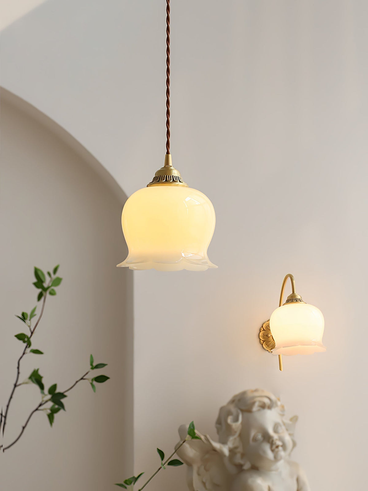 Veloza messing en hars glamoureus hanglamp