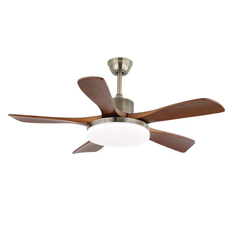 Elveora Moderne plafondventilator met verlichting van messing en walnoothout