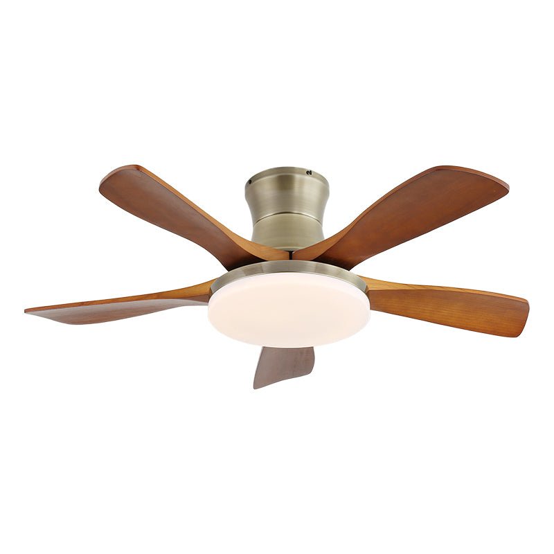 Elveora Moderne plafondventilator met verlichting van messing en walnoothout