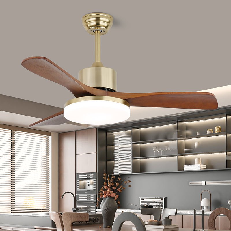 Elveora Moderne plafondventilator met verlichting van messing en walnoothout