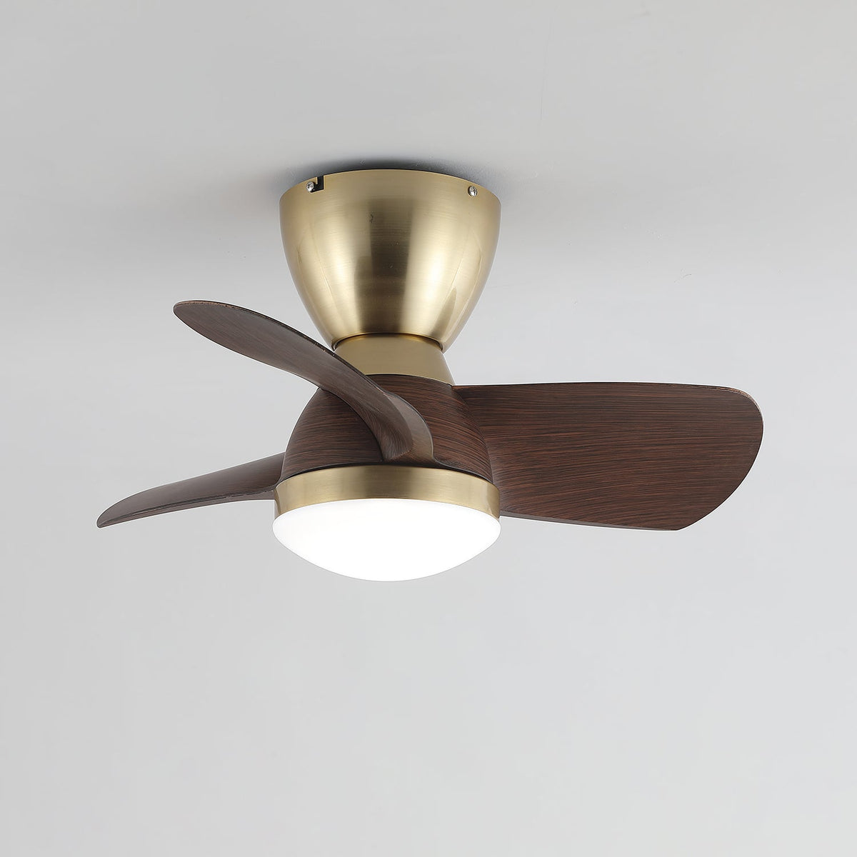 Aldiian minimalistisch messing houten plafondventilator met verlichting