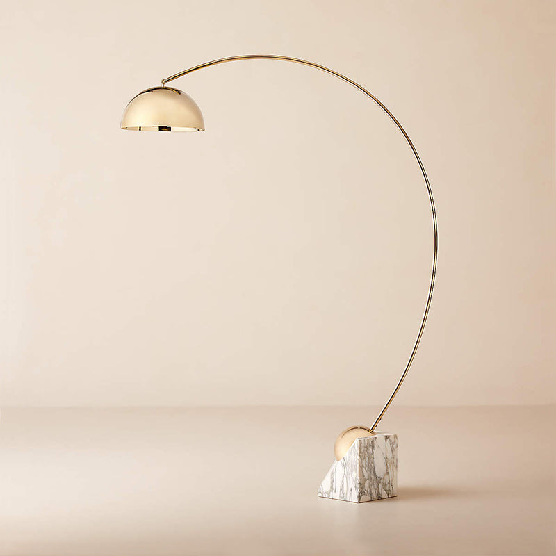 Venus vloerlamp met gebogen arm en halfronde kap