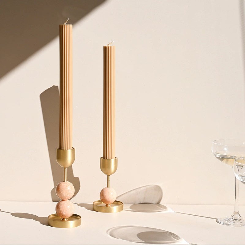 Fuldo Verdant Sphere Candle Holder Geborsteld messing Accent Mid-century Interieur