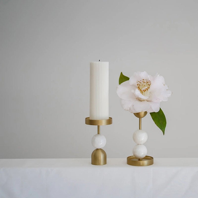 Fuldo Verdant Sphere Candle Holder Geborsteld messing Accent Mid-century Interieur