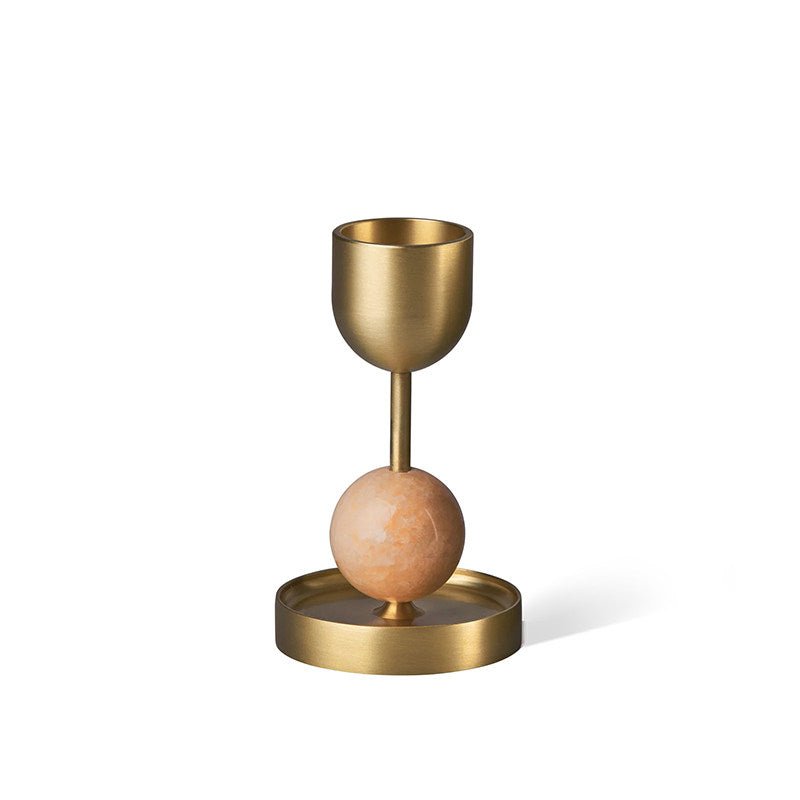 Fuldo Verdant Sphere Candle Holder Geborsteld messing Accent Mid-century Interieur