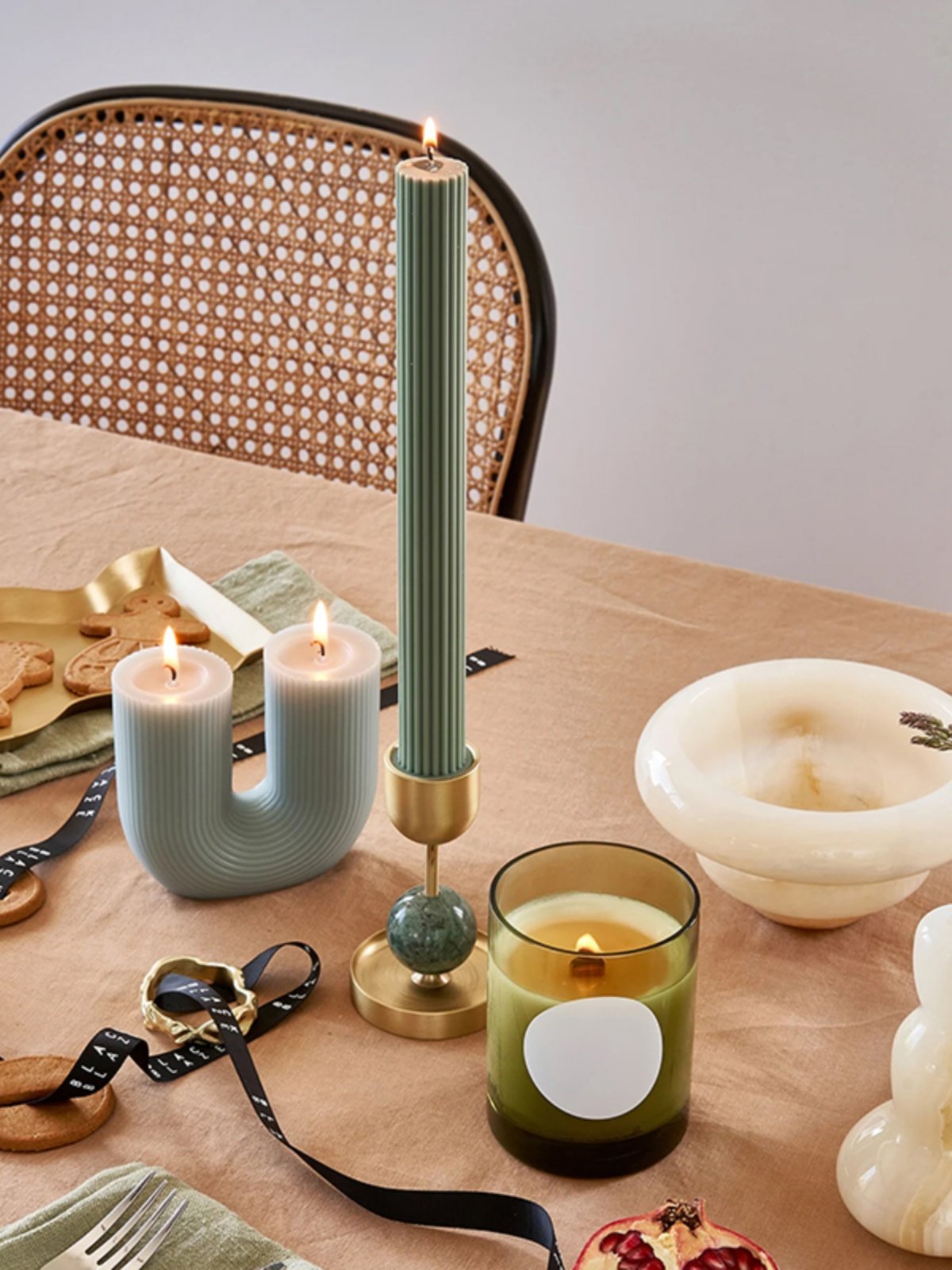 Fuldo Verdant Sphere Candle Holder Geborsteld messing Accent Mid-century Interieur