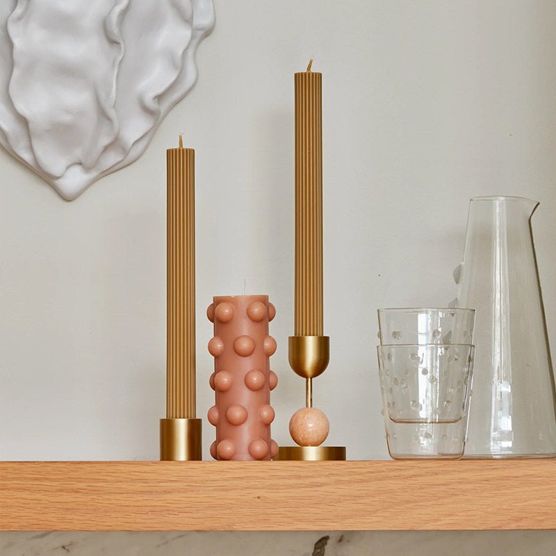 Fuldo Verdant Sphere Candle Holder Geborsteld messing Accent Mid-century Interieur