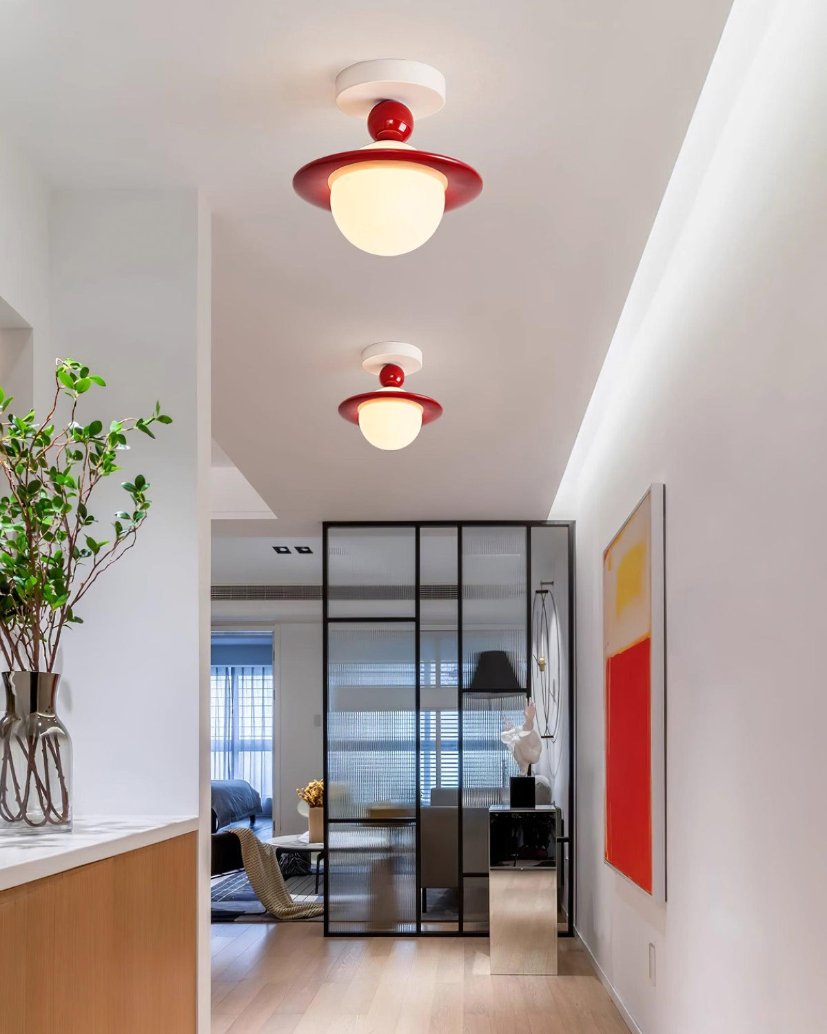 Selvian plafondlamp rood en wit retro