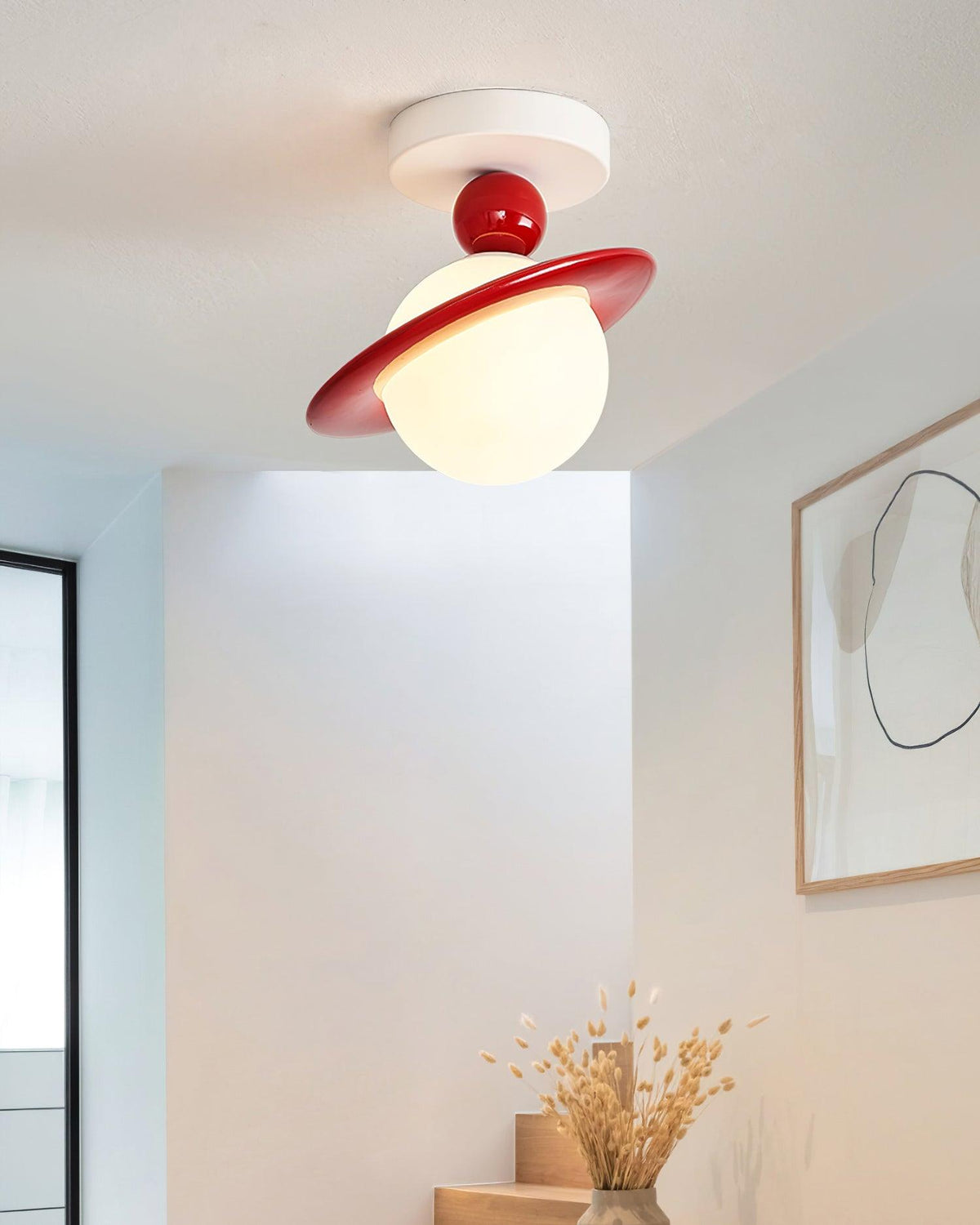 Selvian plafondlamp rood en wit retro