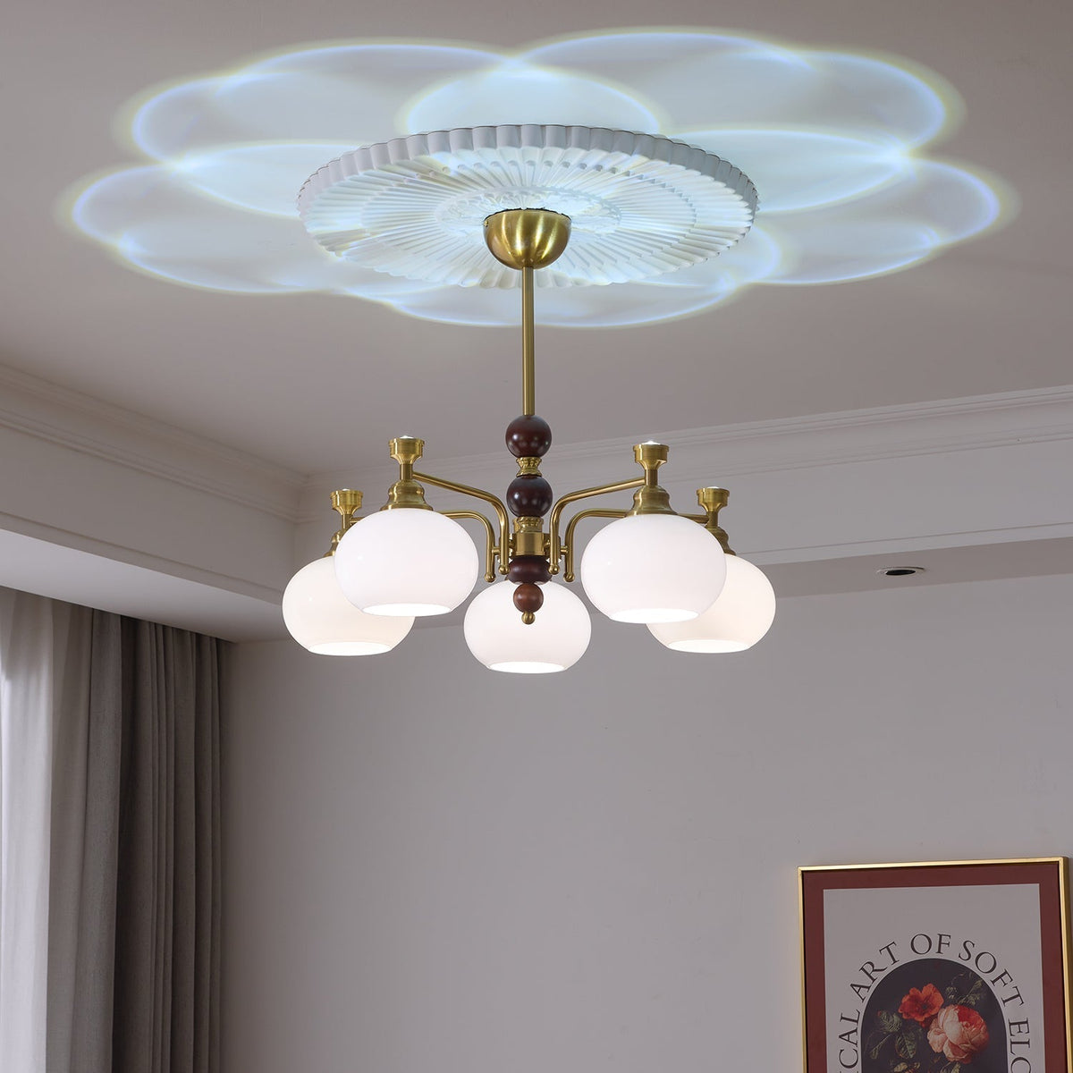 Aursolos Traditionele Elegantie Houten glas Kroonluchter