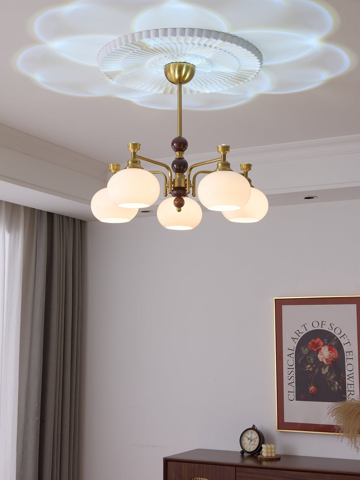 Aursolos Traditionele Elegantie Houten glas Kroonluchter