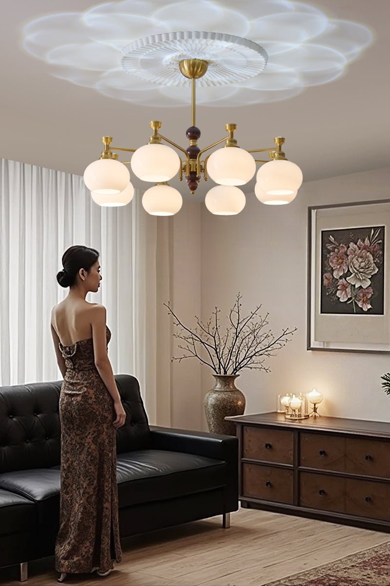 Aursolos Traditionele Elegantie Houten glas Kroonluchter