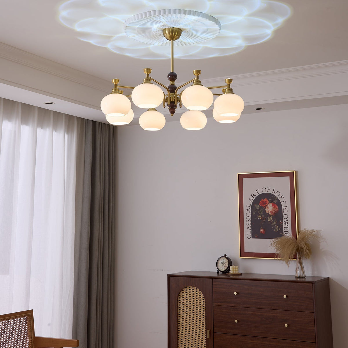 Aursolos Traditionele Elegantie Houten glas Kroonluchter