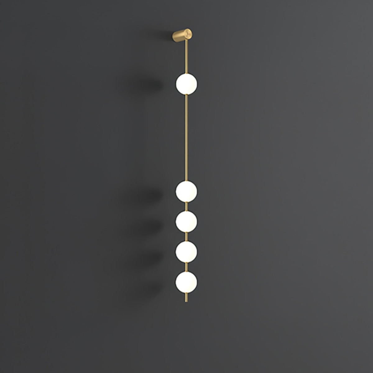 Soloiella wandlamp met verticale bollen van messing