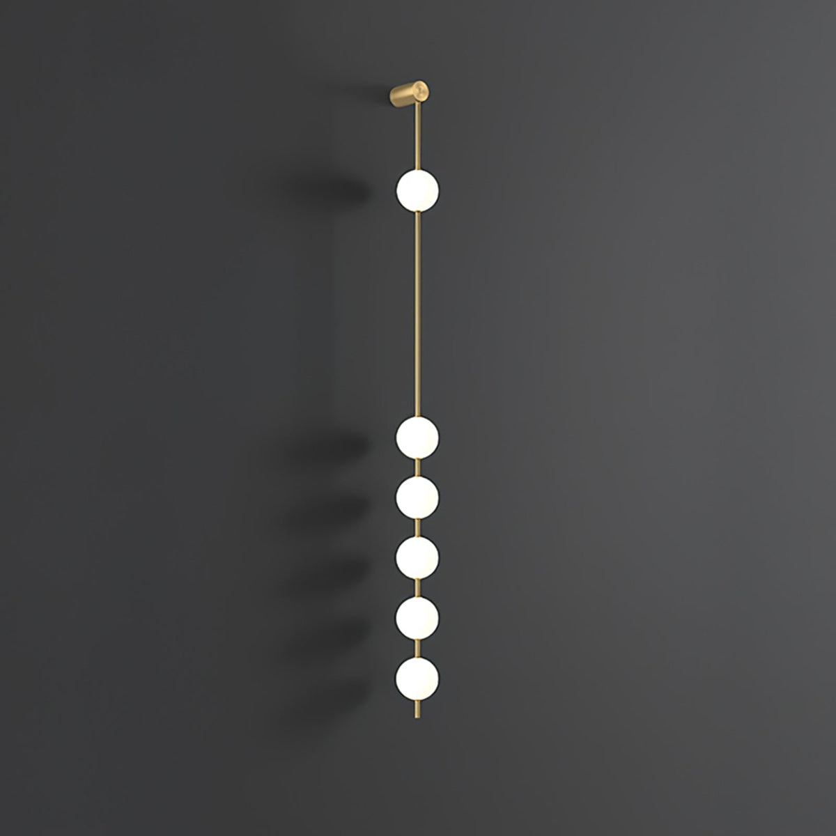 Soloiella wandlamp met verticale bollen van messing