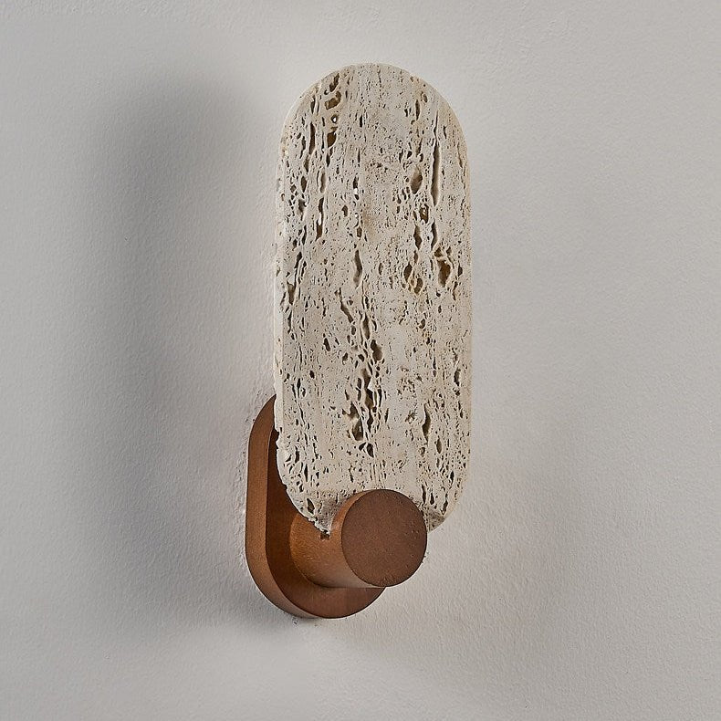 Sereneria wandlamp met Geel travertin en Walnootkleur