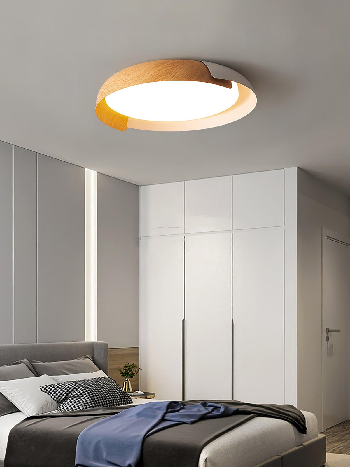 Nomino Plafondlamp Rond Acryl Hout Zacht Minimalistisch
