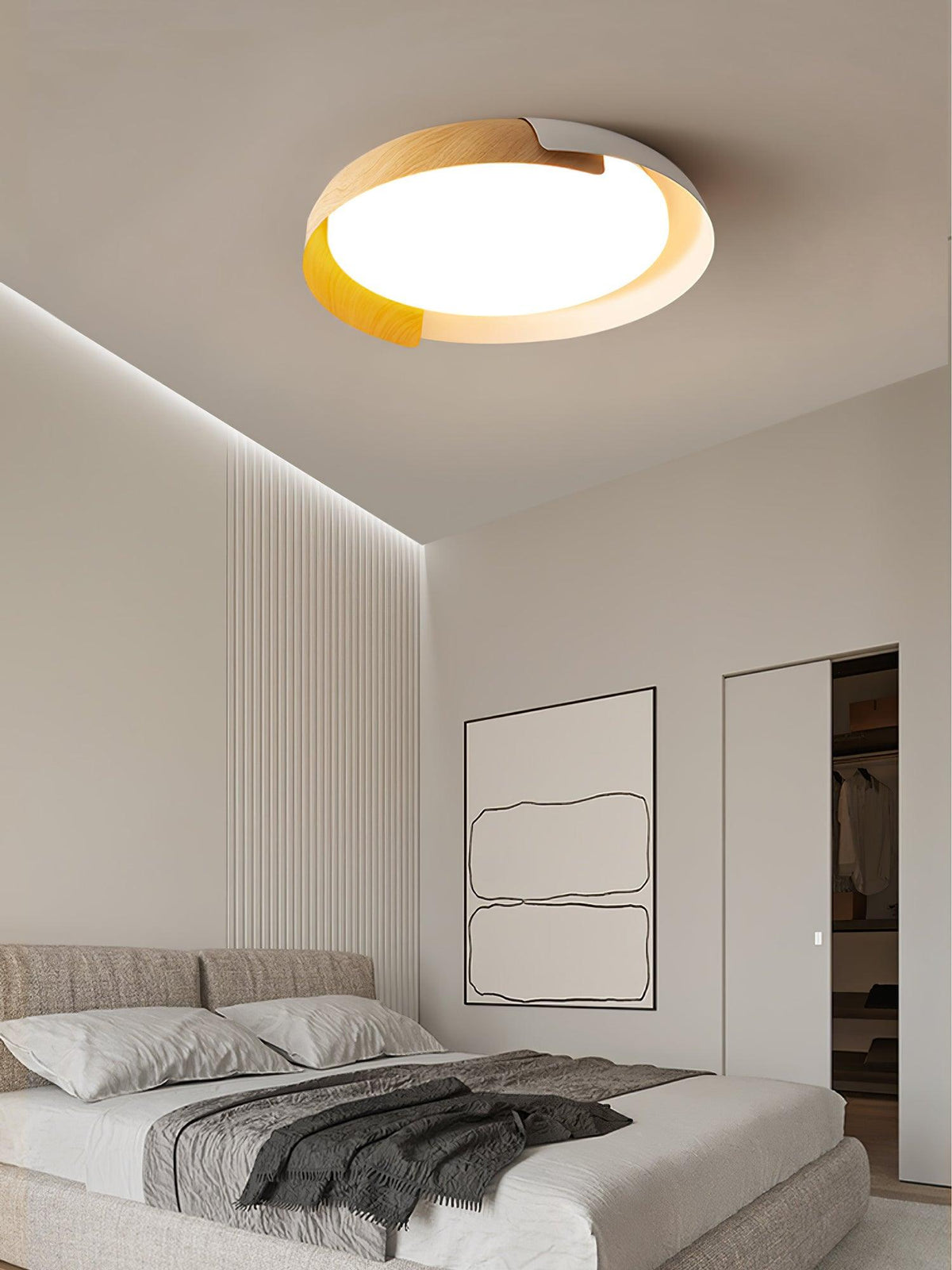 Nomino Plafondlamp Rond Acryl Hout Zacht Minimalistisch