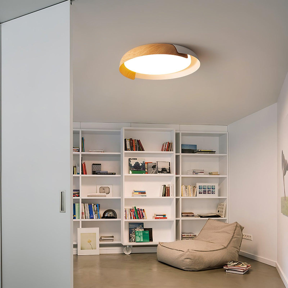 Nomino Plafondlamp Rond Acryl Hout Zacht Minimalistisch