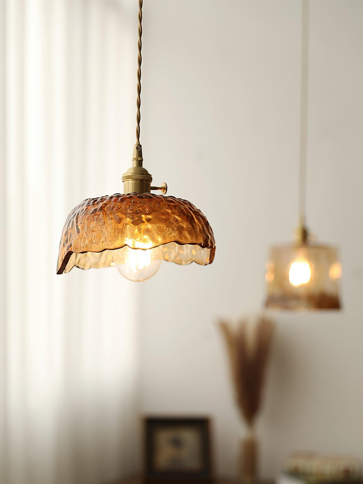 Celirira Vintage hanglamp van bruin glas