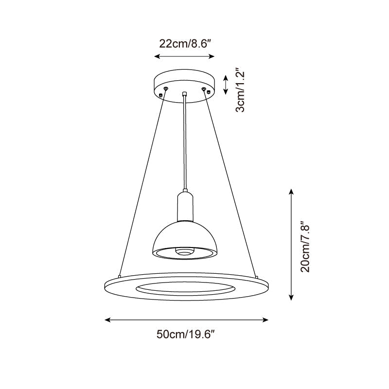 Valenise hanglamp met koepel en ring in travertin