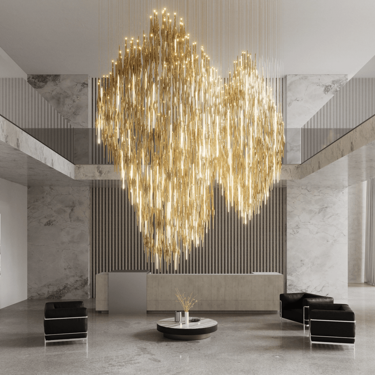 HydroDrop Amber glas Grand Cascade Kroonluchter