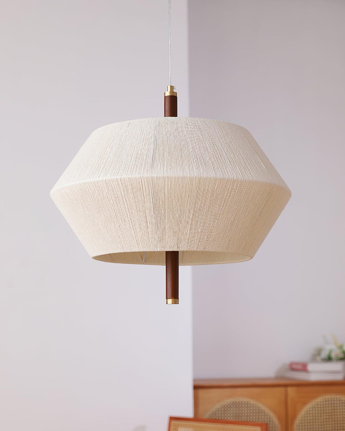 Elowen hanglamp katoenen draad walnoot naturel