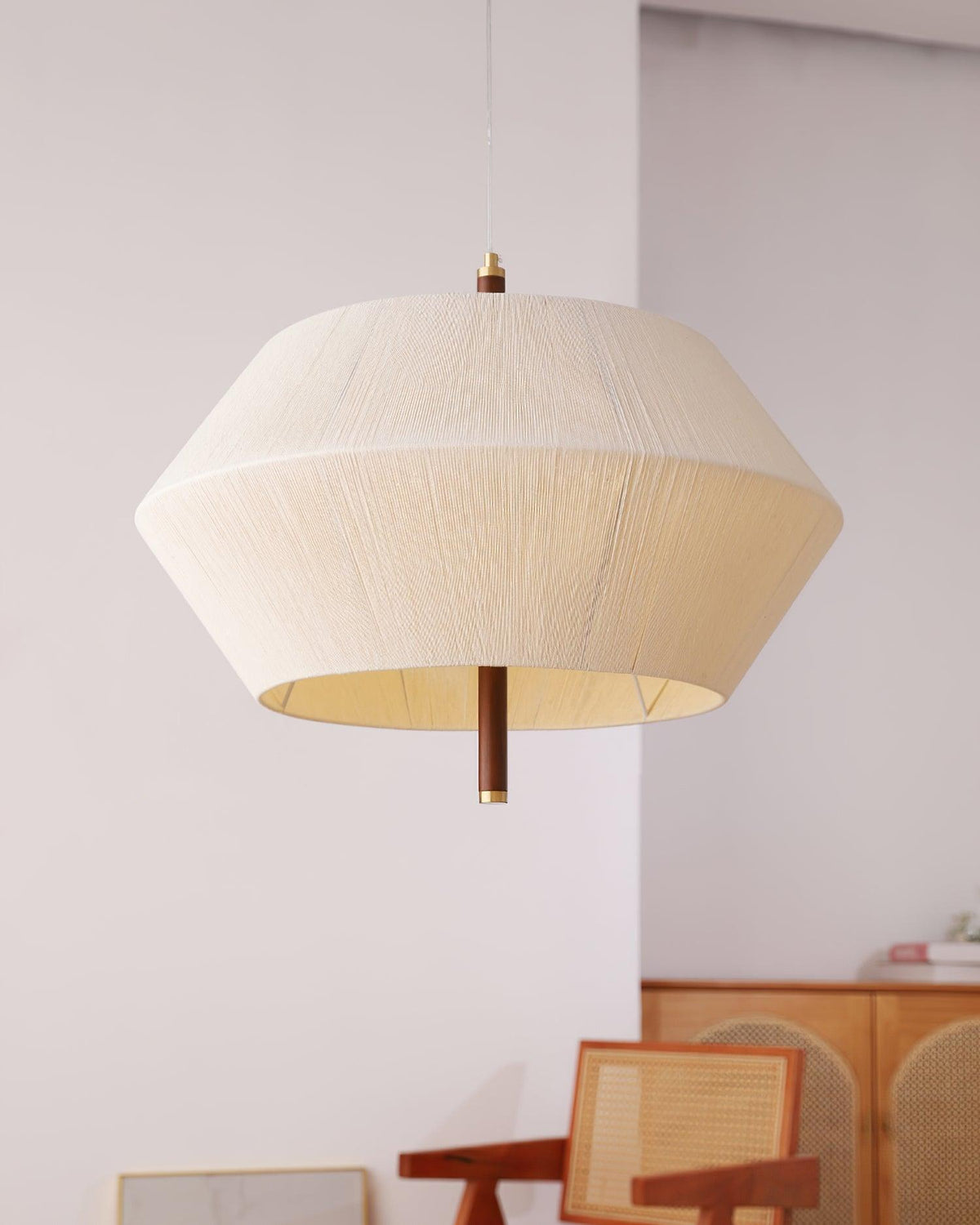Elowen hanglamp katoenen draad walnoot naturel