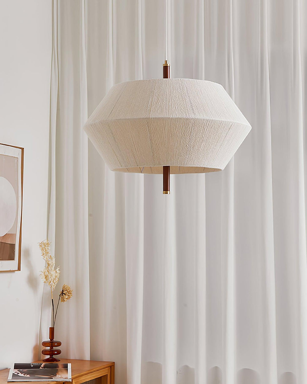 Elowen hanglamp katoenen draad walnoot naturel