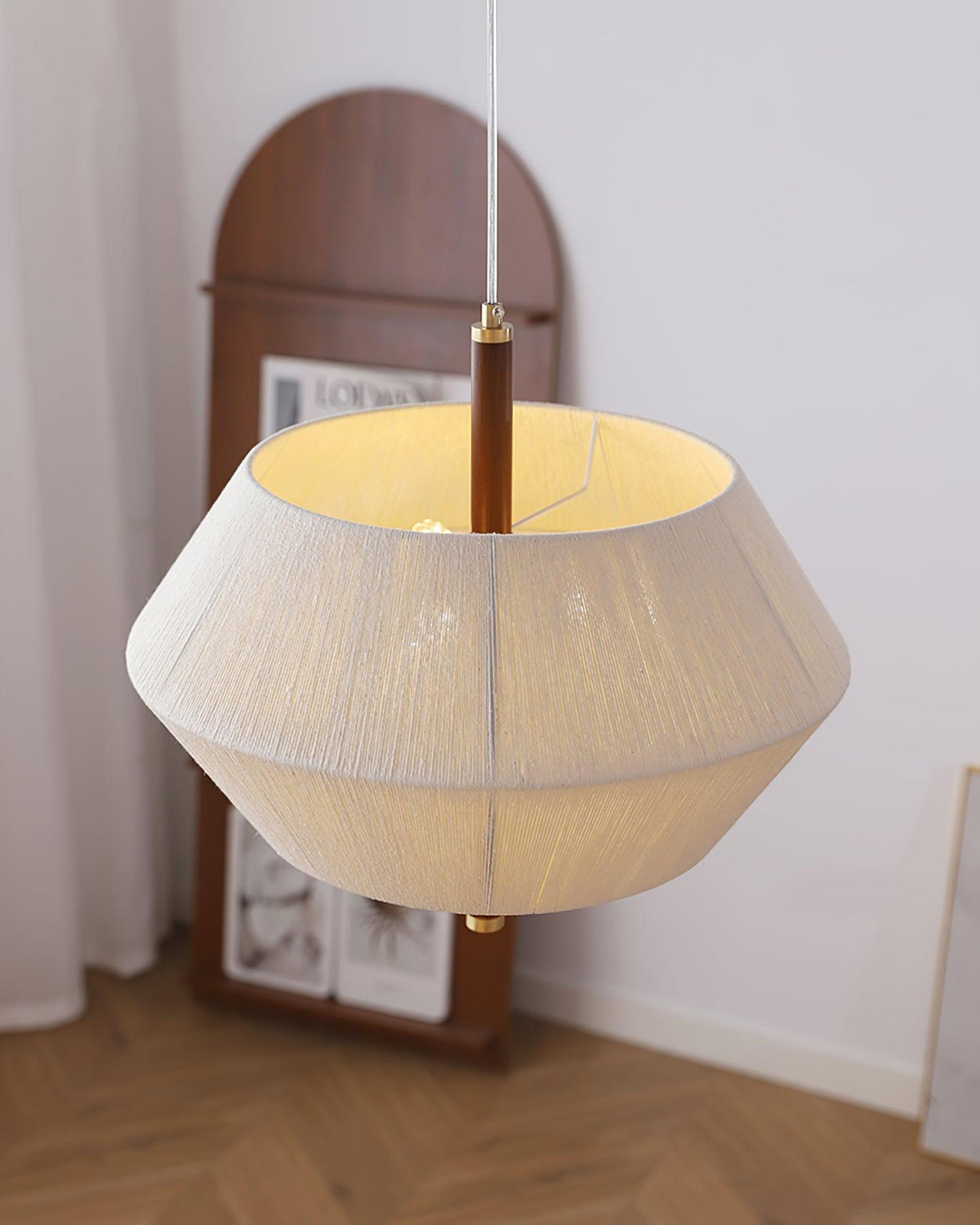 Elowen hanglamp katoenen draad walnoot naturel