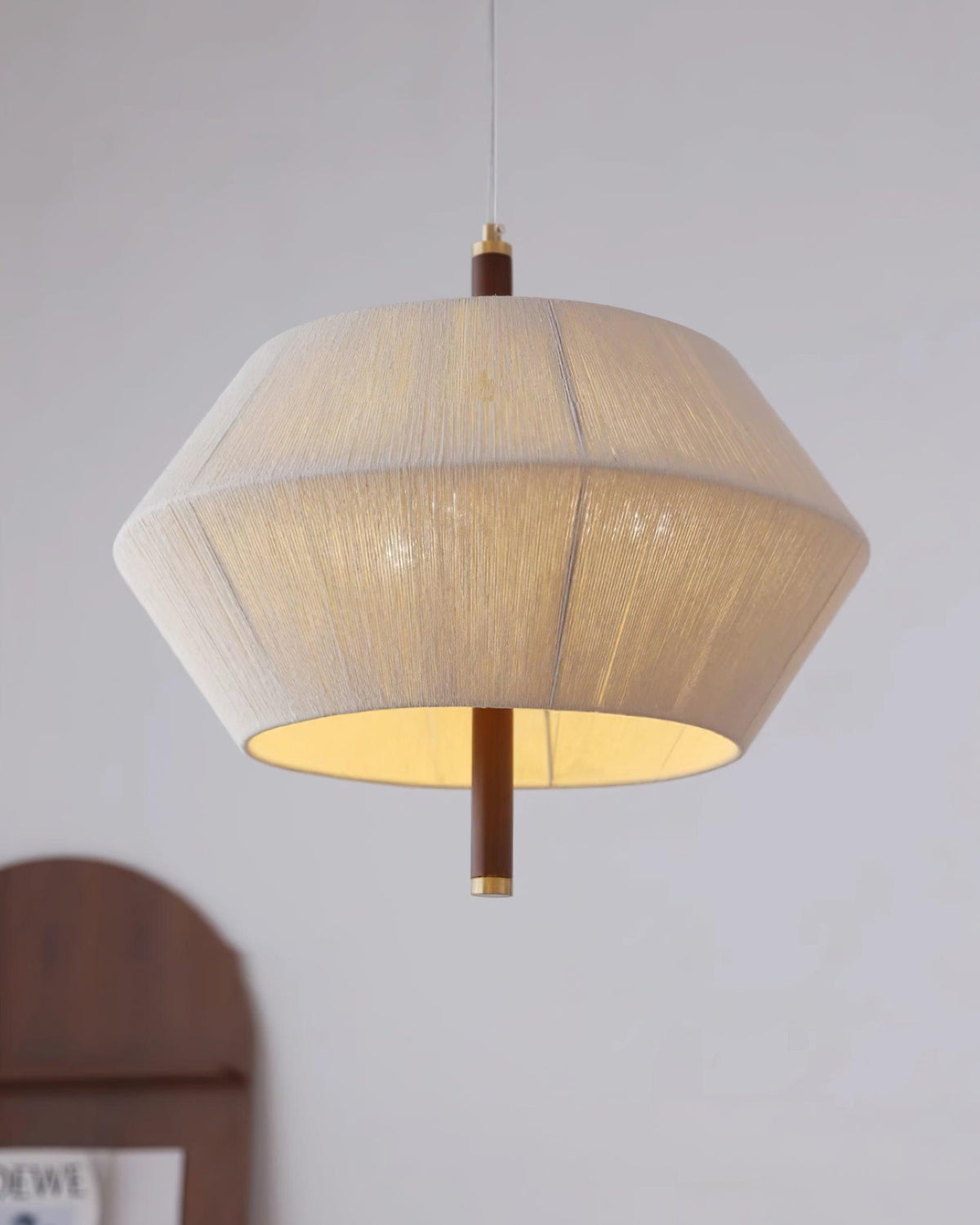Elowen hanglamp katoenen draad walnoot naturel