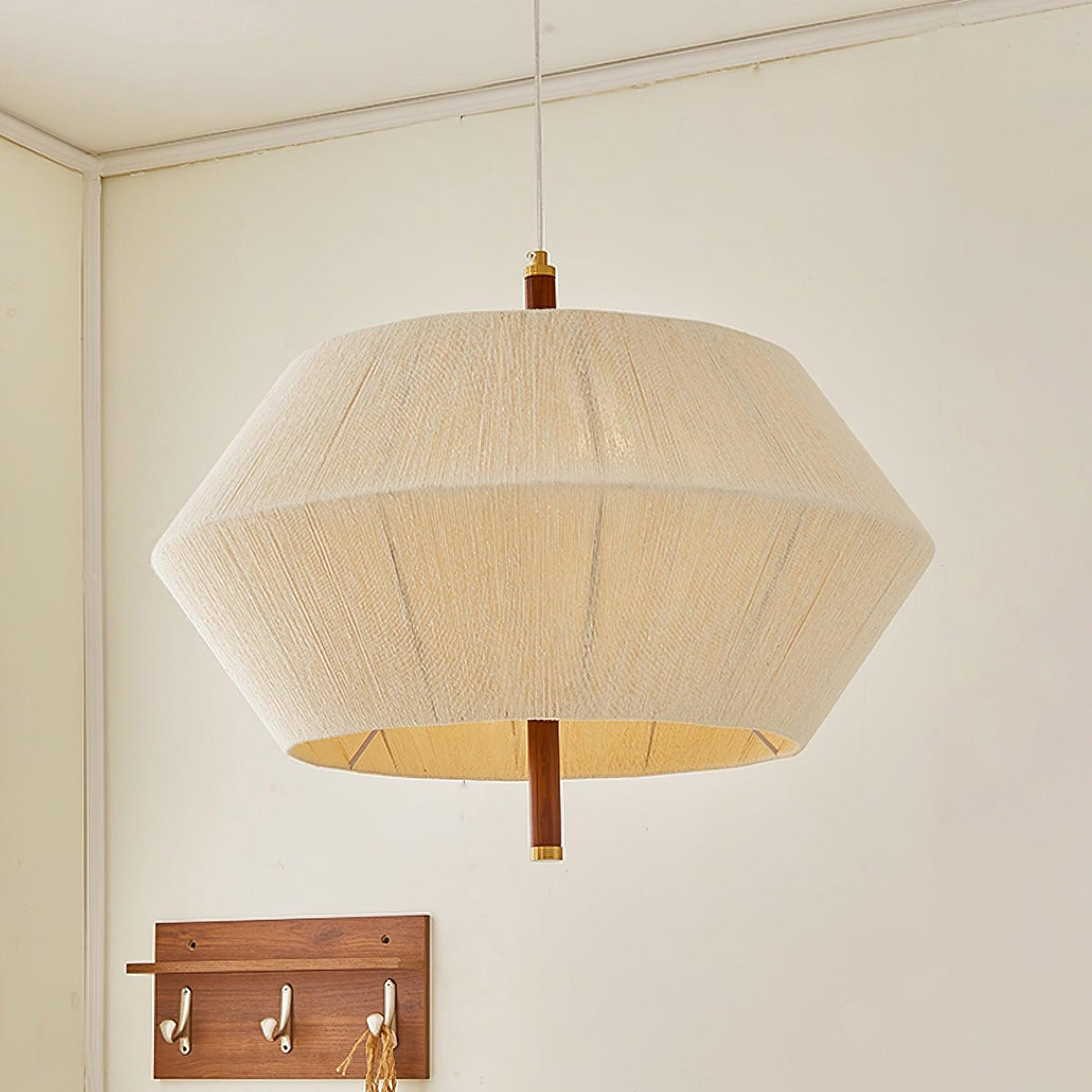 Elowen hanglamp katoenen draad walnoot naturel
