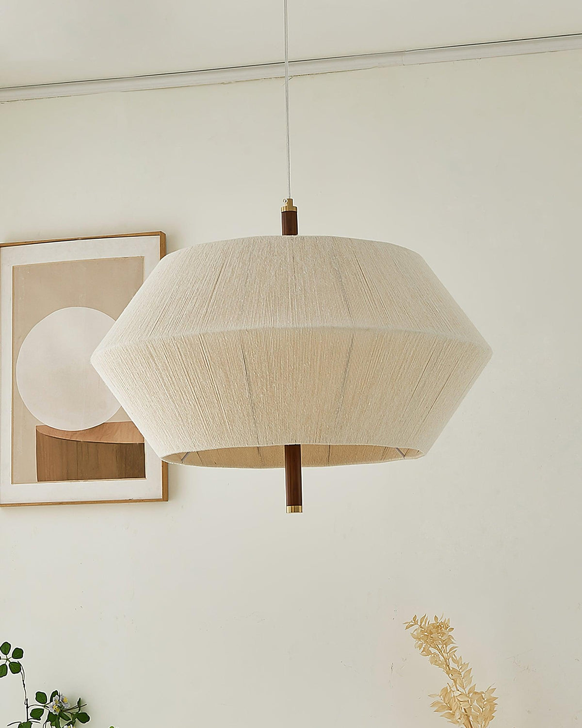 Elowen hanglamp katoenen draad walnoot naturel