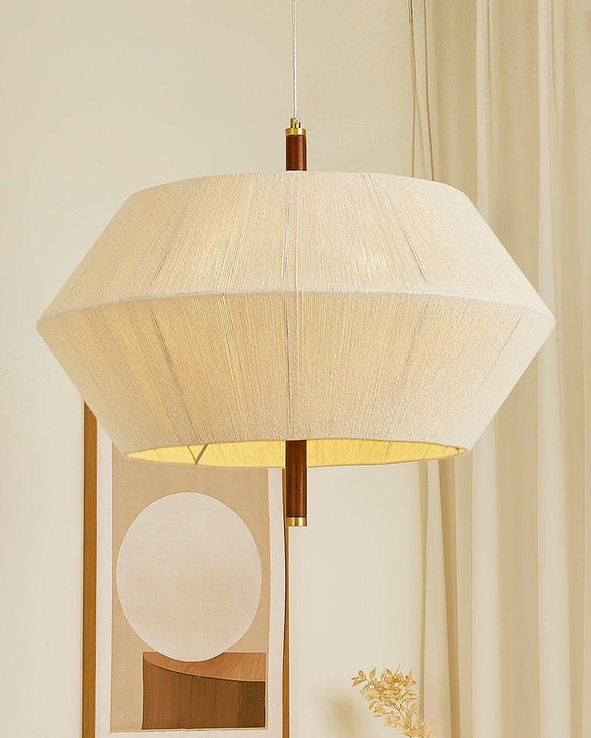 Elowen hanglamp katoenen draad walnoot naturel