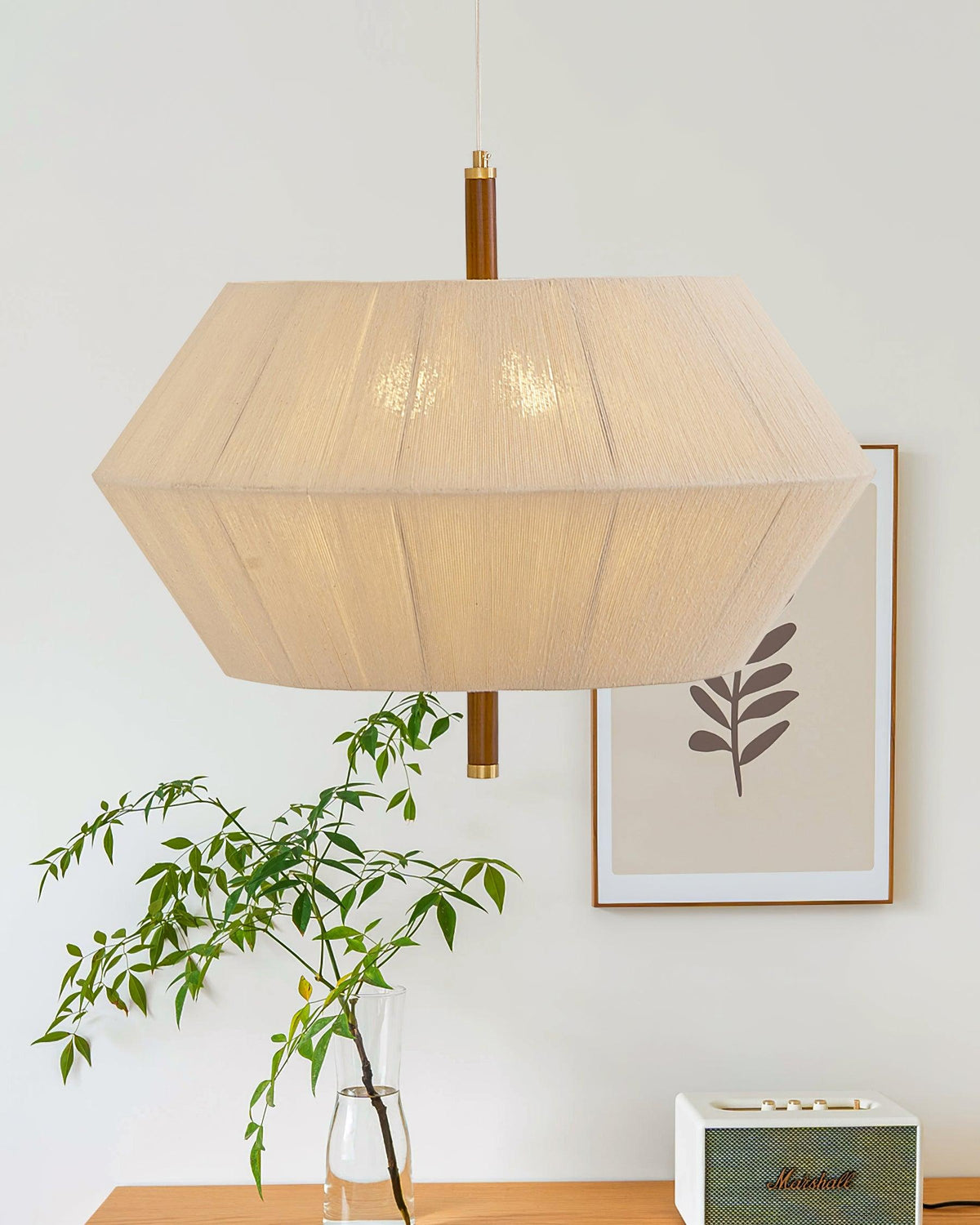 Elowen hanglamp katoenen draad walnoot naturel