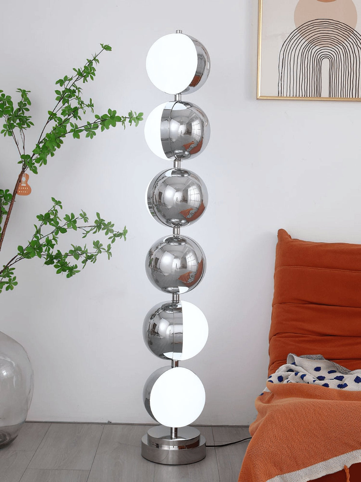 Boen moderne vloerlamp in chrome