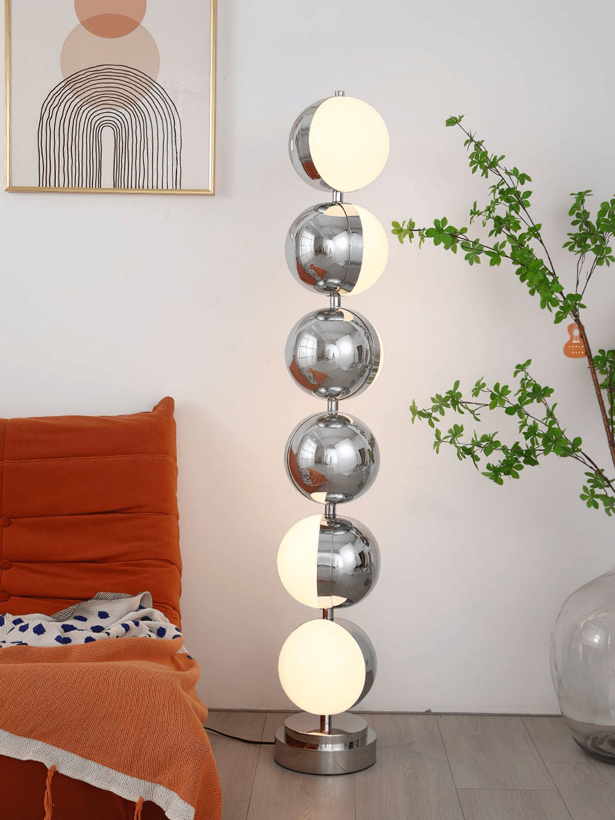 Boen moderne vloerlamp in chrome