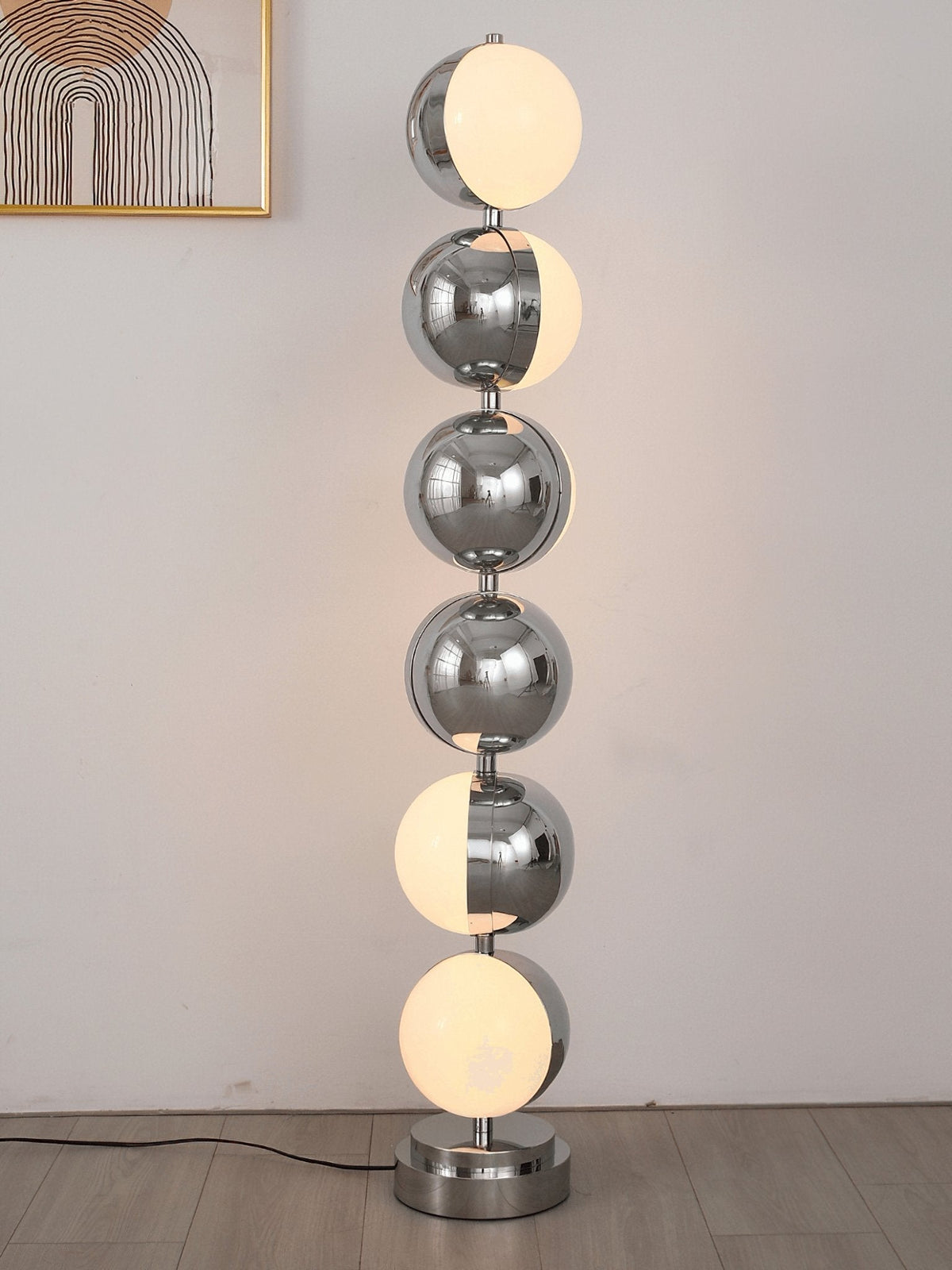 Boen moderne vloerlamp in chrome