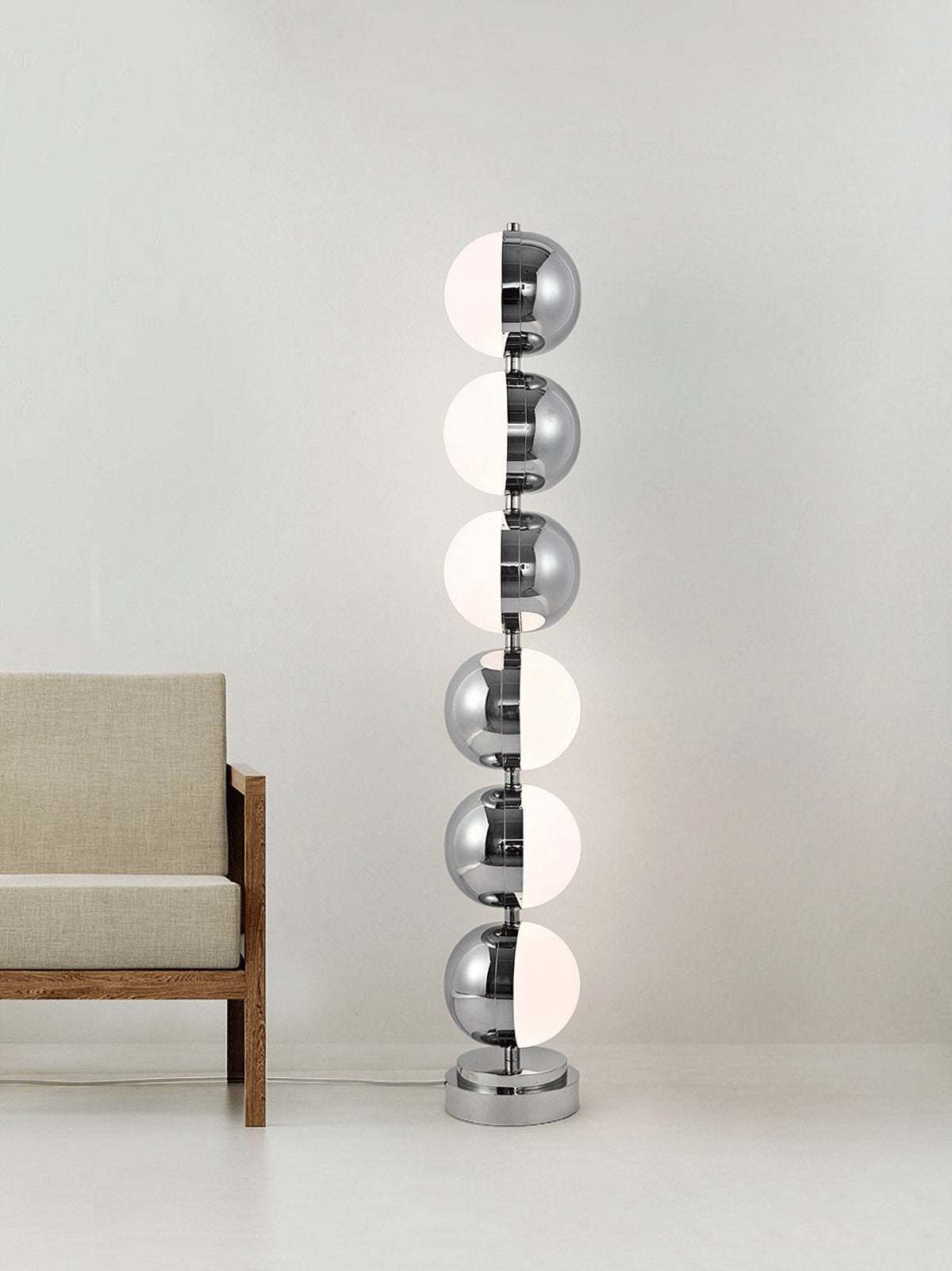 Boen moderne vloerlamp in chrome