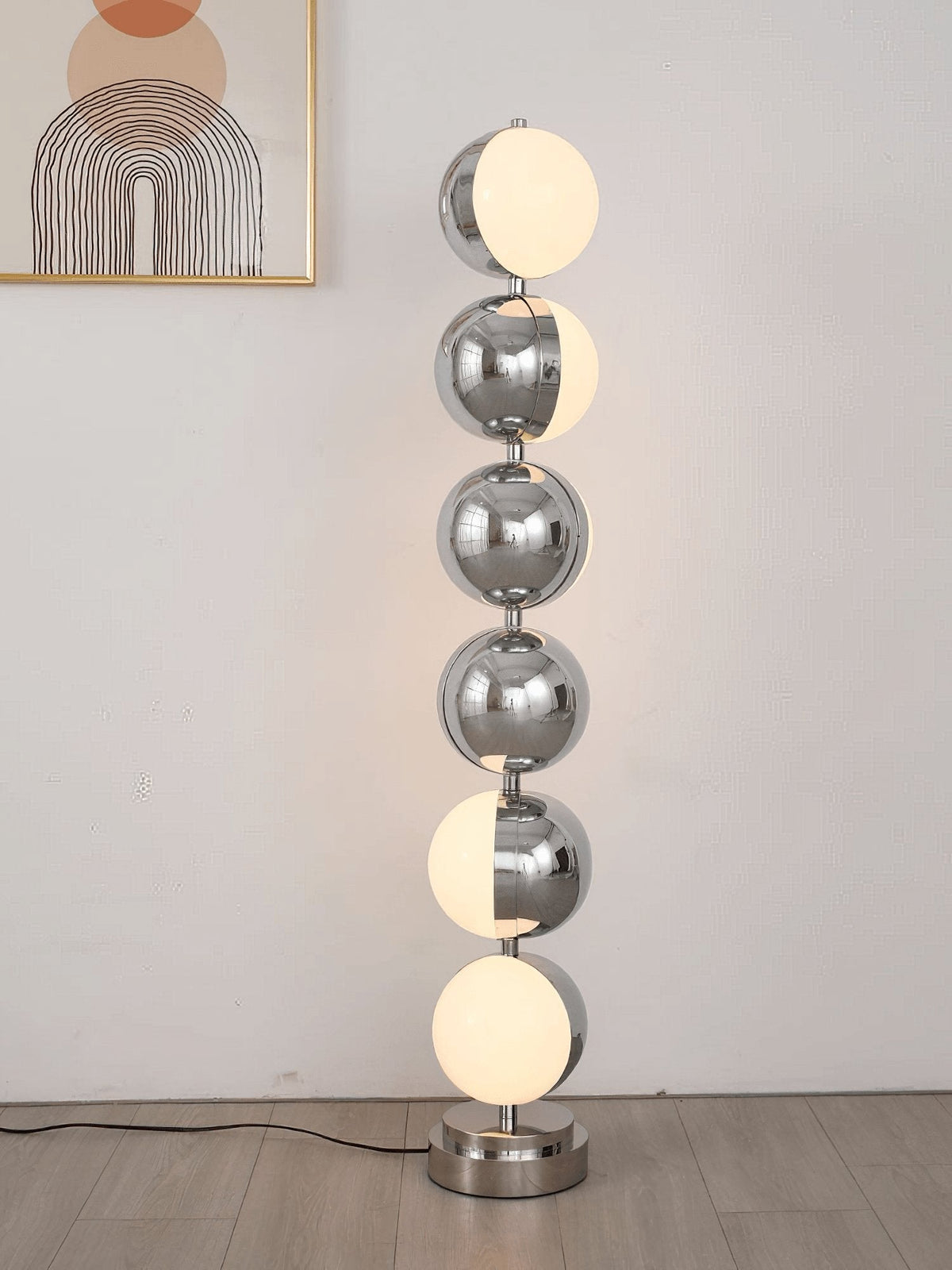Boen moderne vloerlamp in chrome