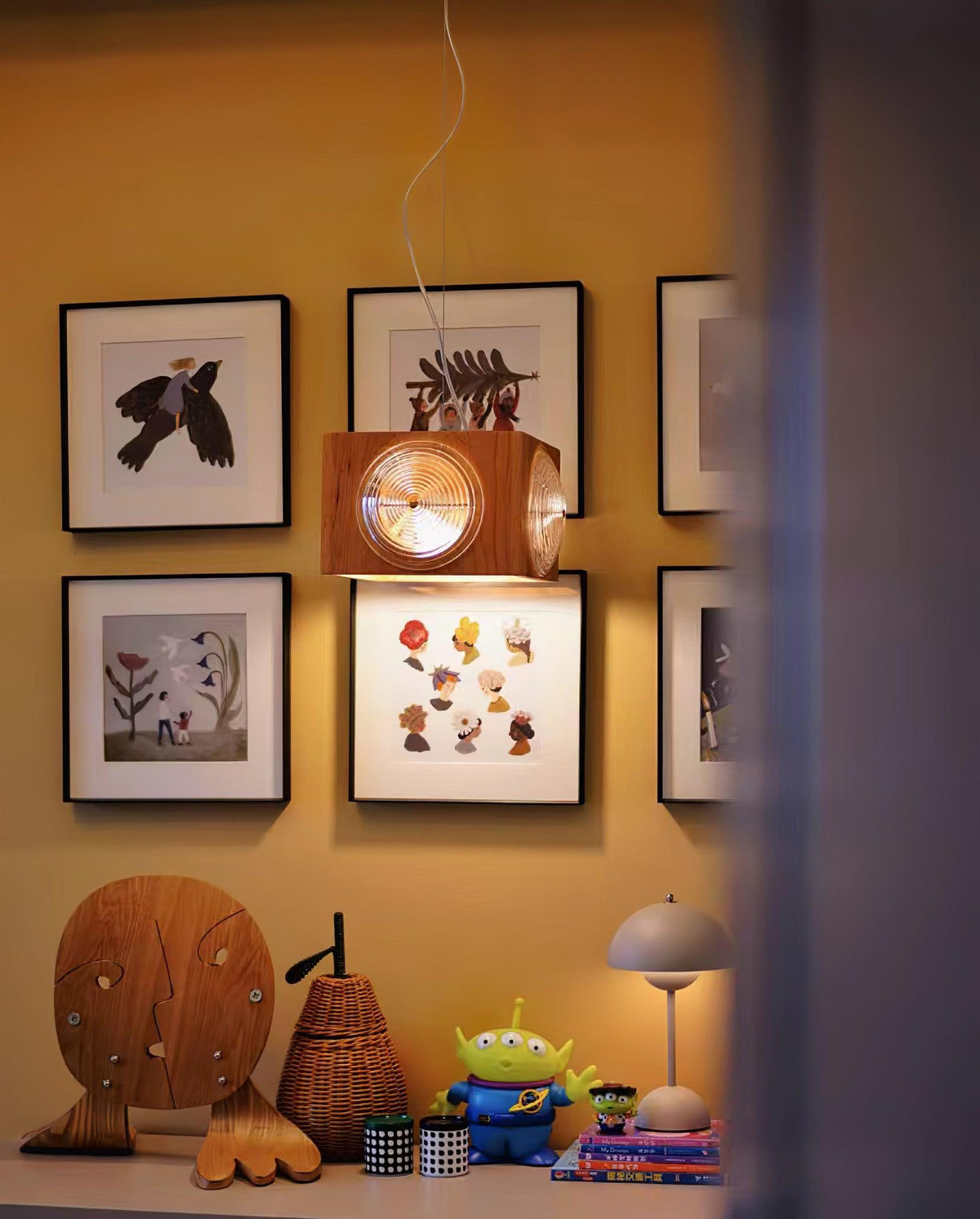 Allaeira Premium Noordse kunst houten hanglamp