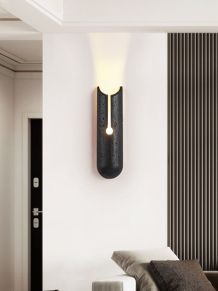Elraeila Split Zwart travertin wandlamp
