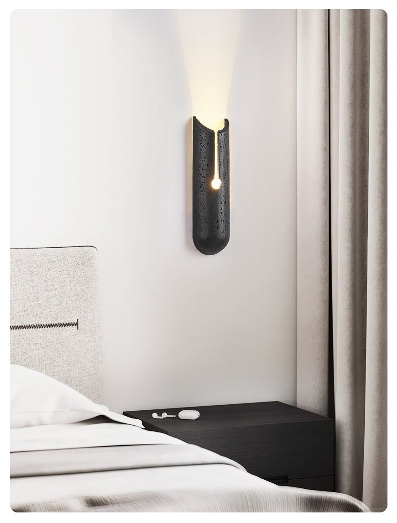 Elraeila Split Zwart travertin wandlamp